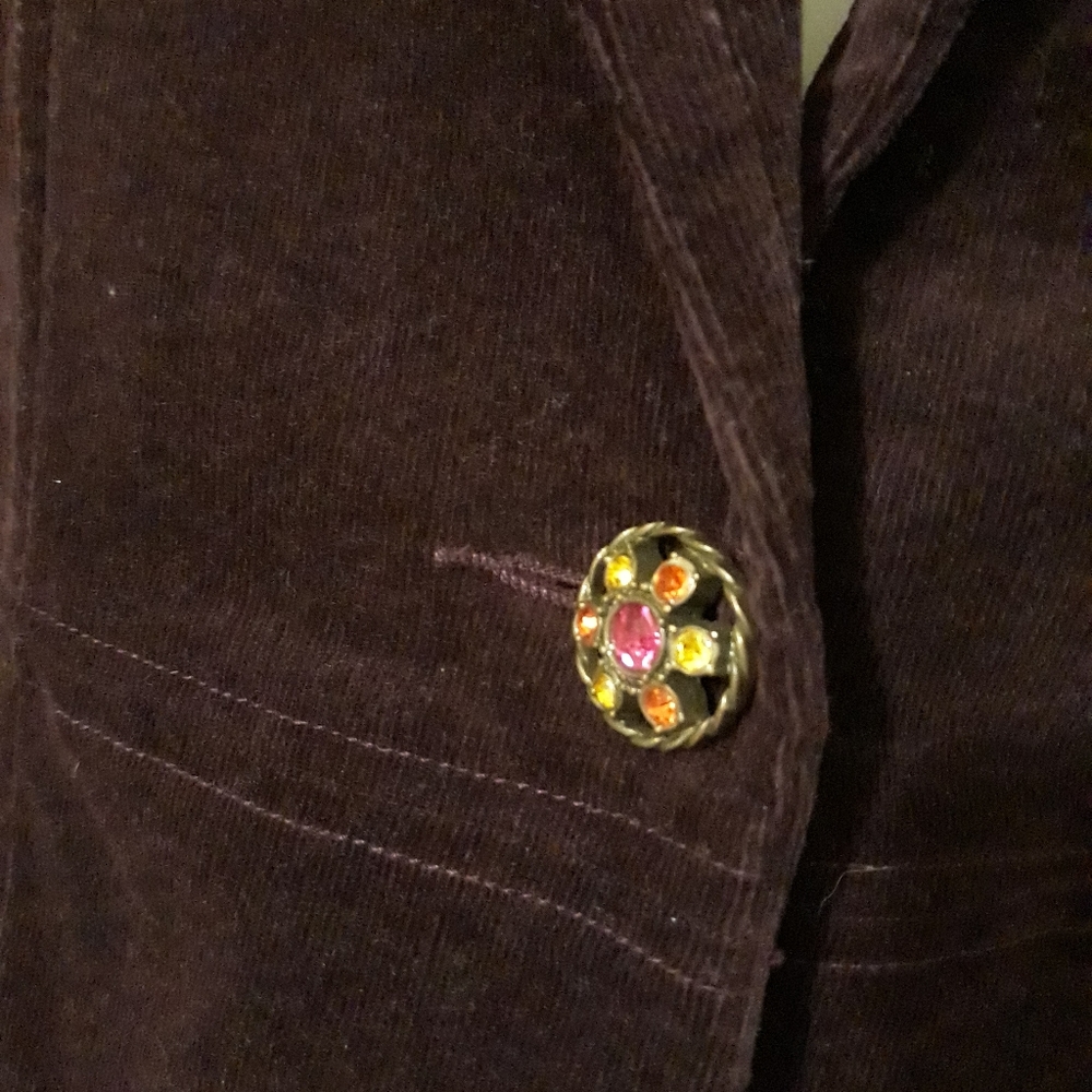 Embroidered Velvet Blazer Jacket - Deep Plum - Picture 2 of 15